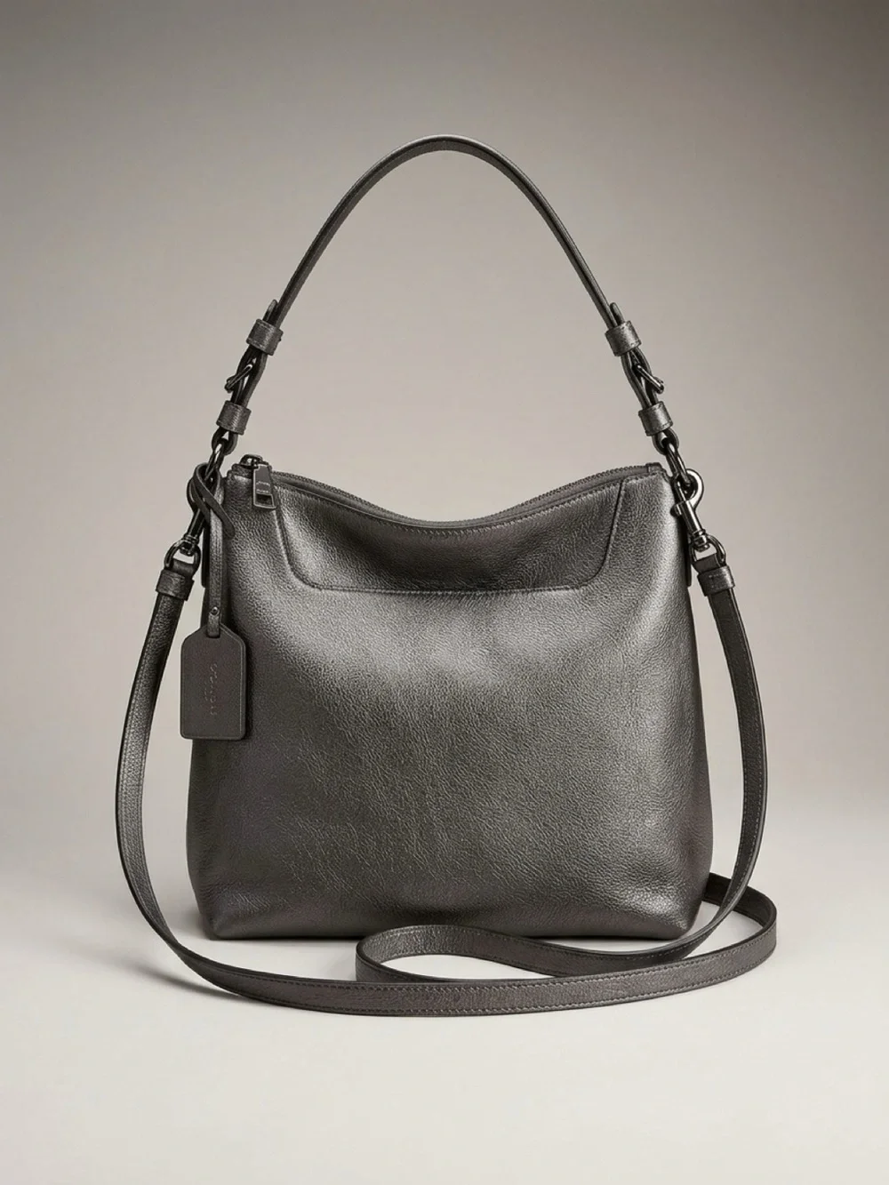 henri bendel Charcoal Leather Crossbody Messenger Bag